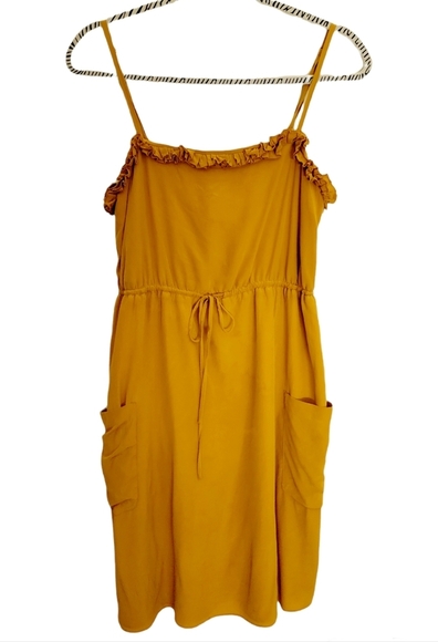 Marc by marc jacobs yellow Mustard Silk ruffle mini dress Size 8 - Picture 5 of 14